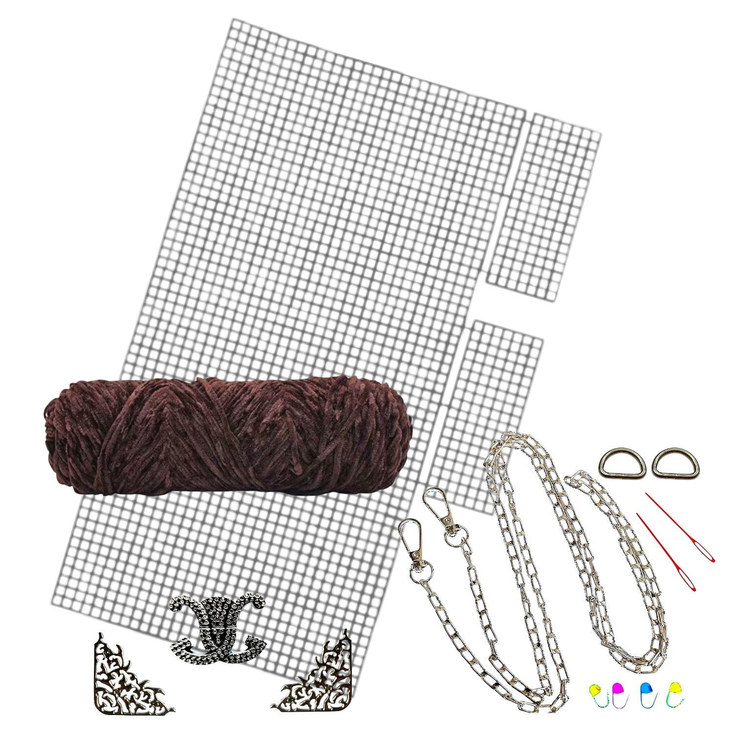 Набор для создания сумки из пластиковой канвы Серебряная лилия с нитками Темно-коричневый (1596-27) Набор для создания сумки из пластиковой канвы Серебряная лилия с нитками Темно-коричневый (1596-27)