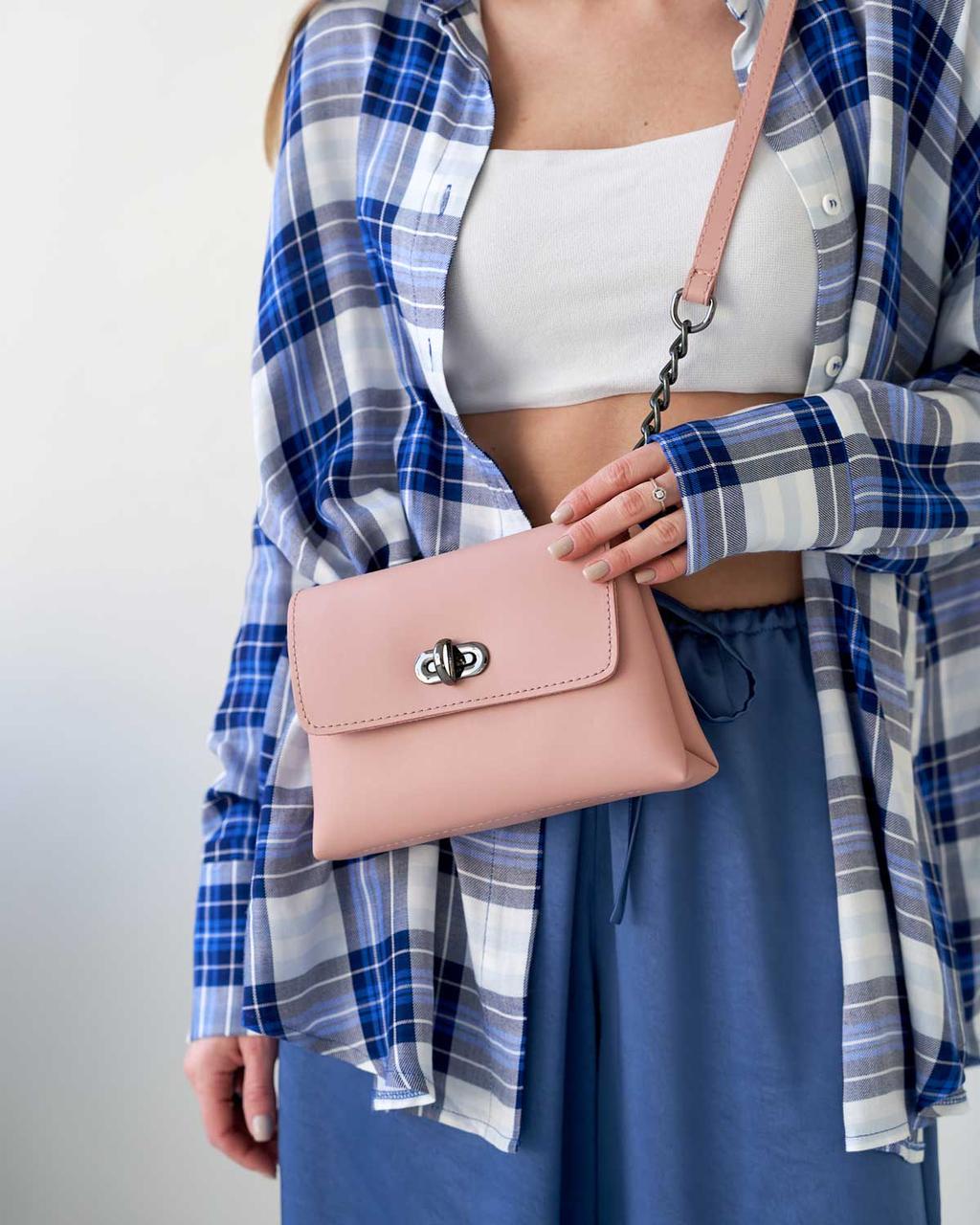 Женская сумка Welassie Белла из эко-кожи с вшитой косметичкой Пудровый (60610)