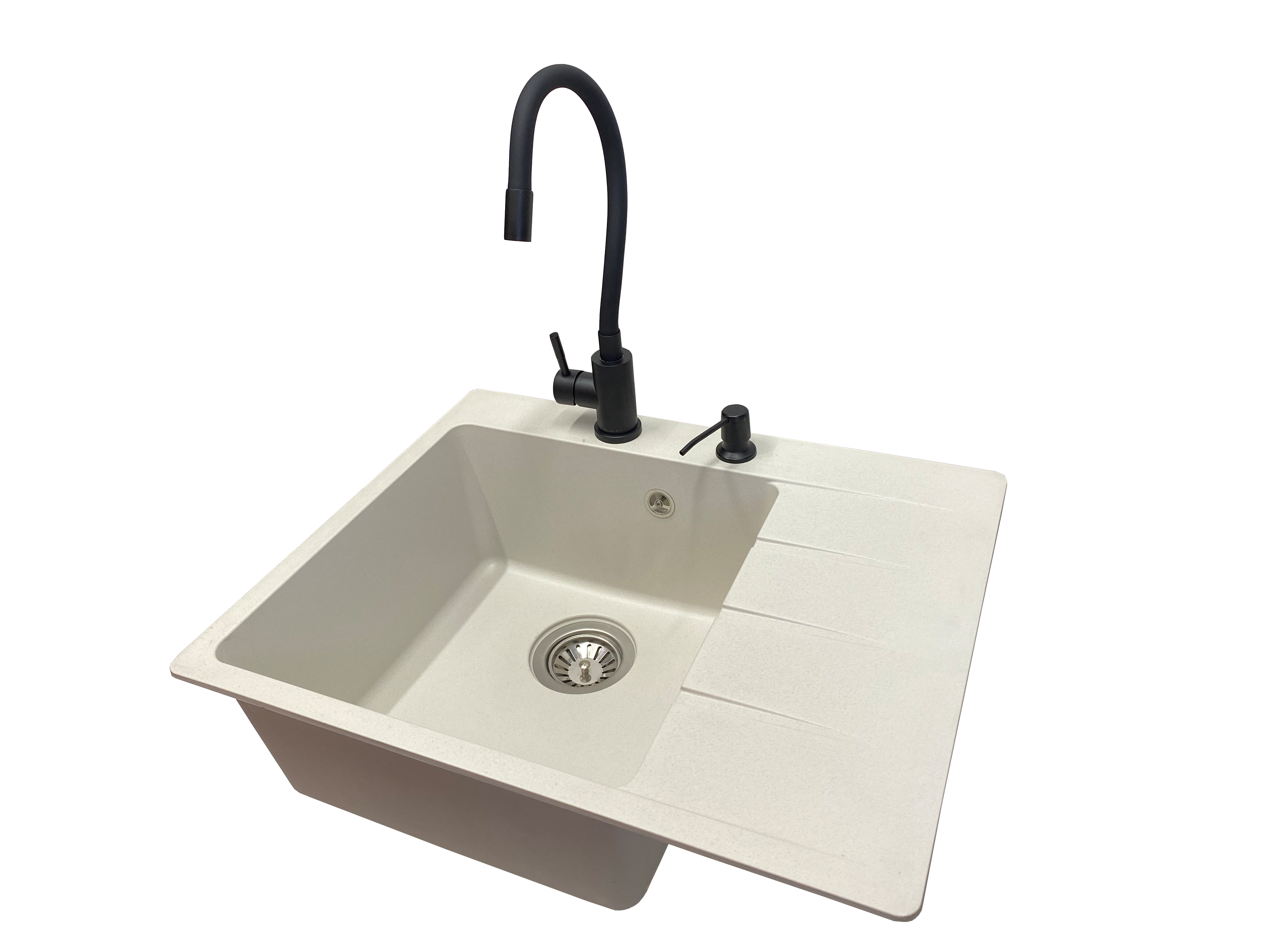 Мийка кухонна VECTOR Forest 62x50 см чаша ліворуч/змішувач гнучкий/дозатор/сифон Білий (c7d2d194)