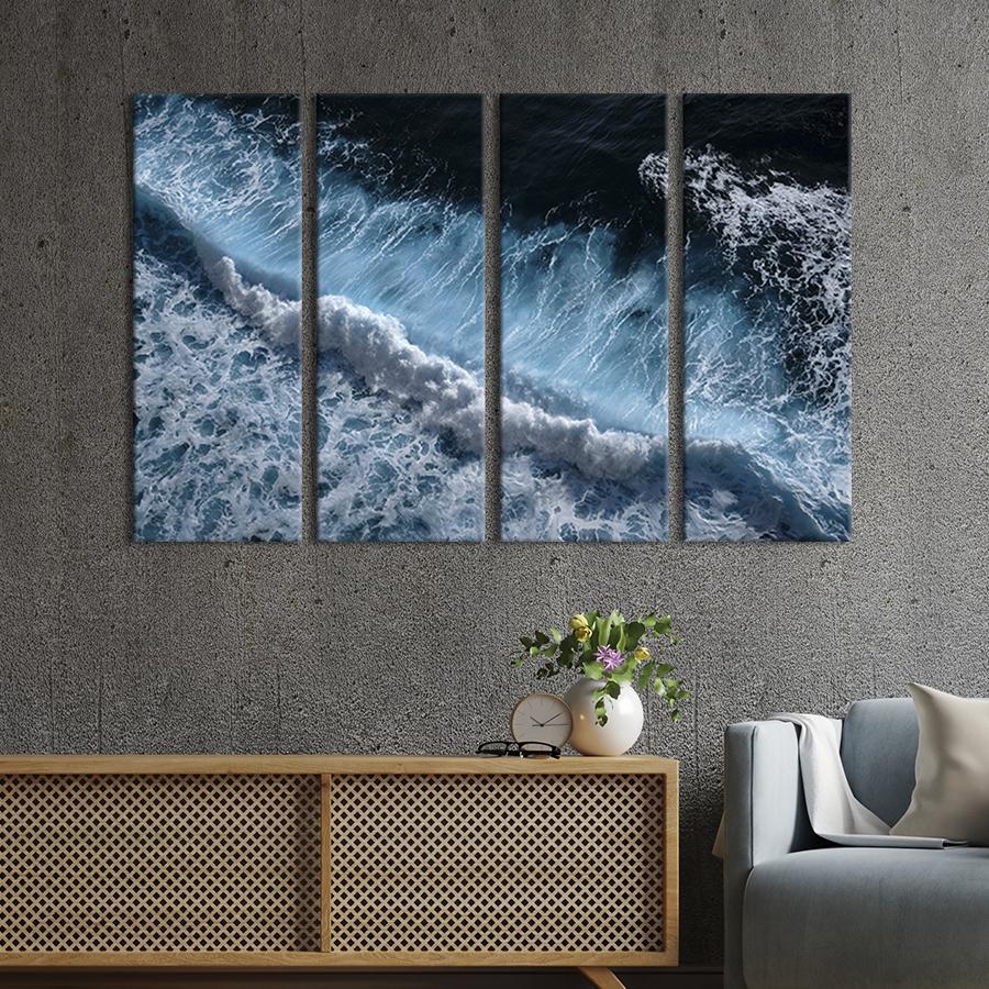 Картина модульная из 4 частей Синие волны холодного моря L 149x93 см (456-41)
