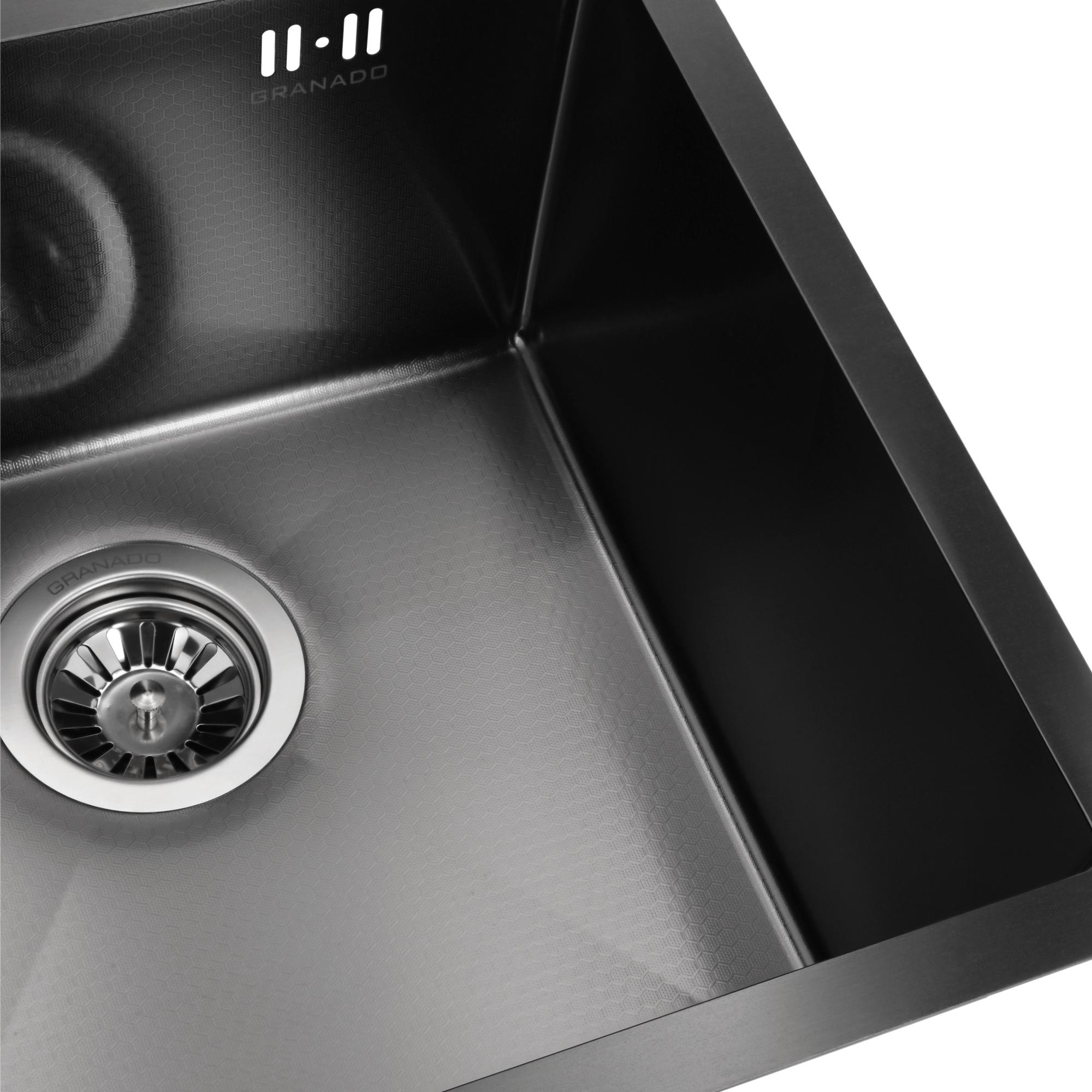 Мийка сталева Granado Under top Steel S201 Honeycomb 450х430х220 мм Black - фото 3 Мийка сталева Granado Under top Steel S201 Honeycomb 450х430х220 мм Black - фото 3