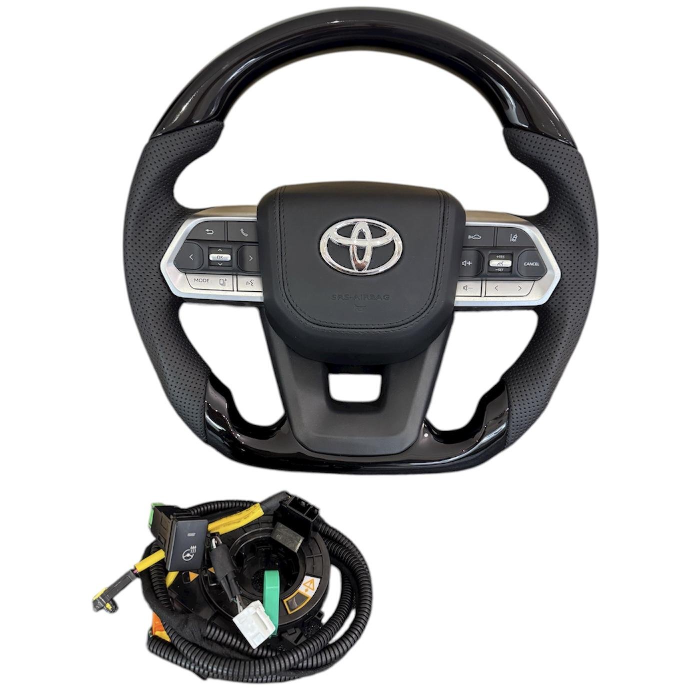 Кермо для Toyota Land Cruiser 200/Prado 150 рояльний лак з комплектом для встановлення підігріву подушка зі шкіри логотип та кнопки хром (30344215)