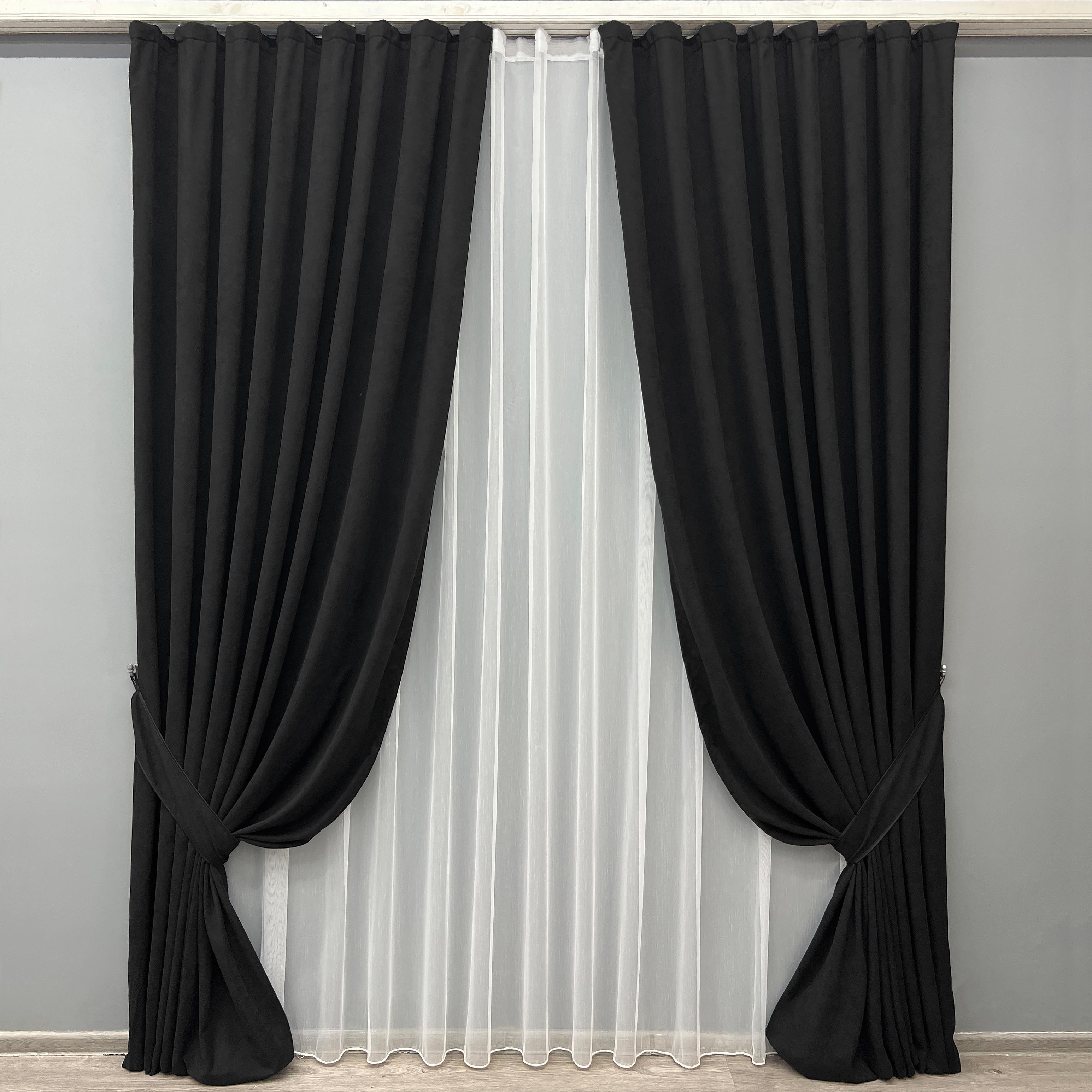 Комплект штор VR-Textil Petek YL №2017ш микровелюр 150х270 см 2 шт. Черный (33-1011)