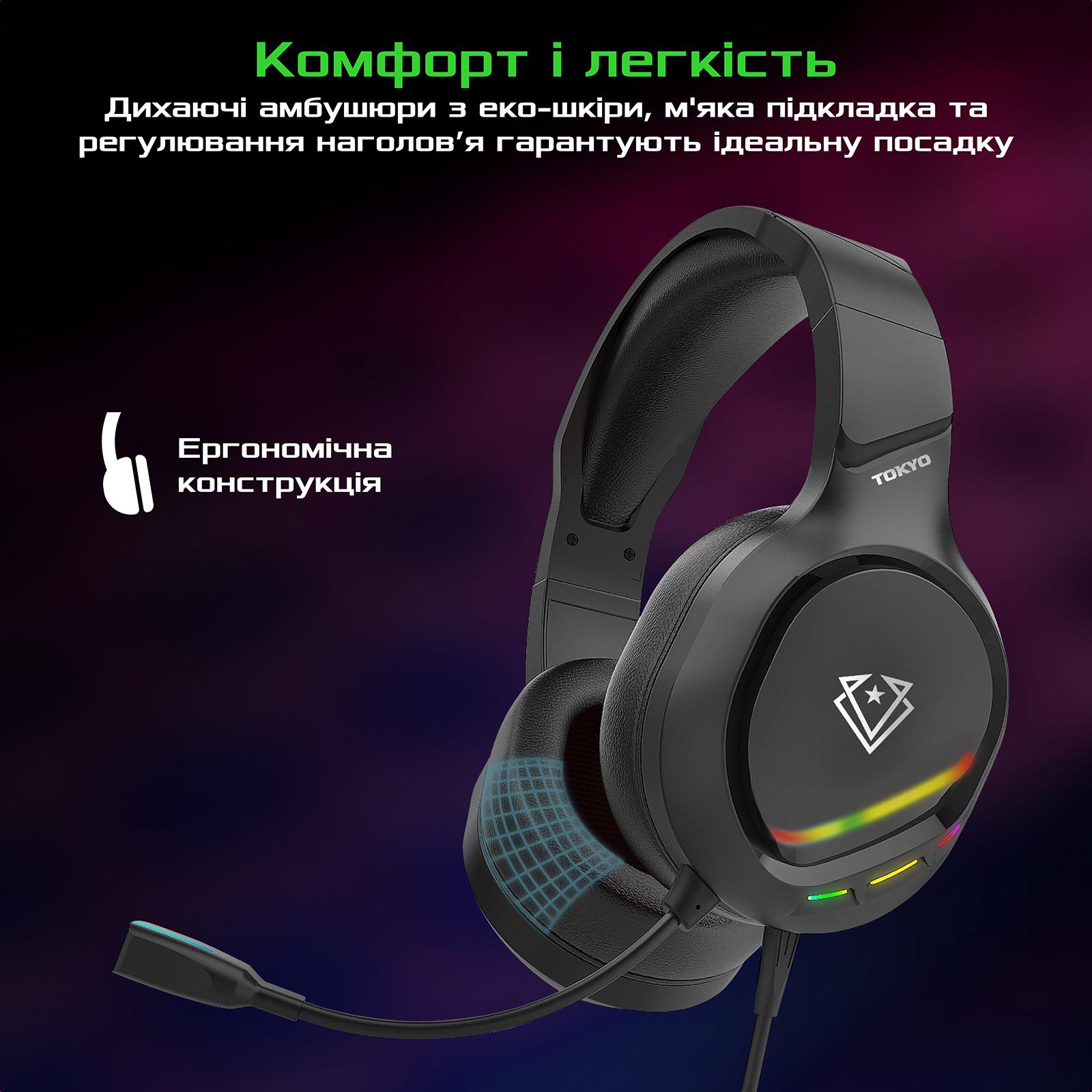 Гарнітура ігрова Vertux Tokyo 7,1 3,5 мм mini-Jack/USB Black (626234) - фото 4