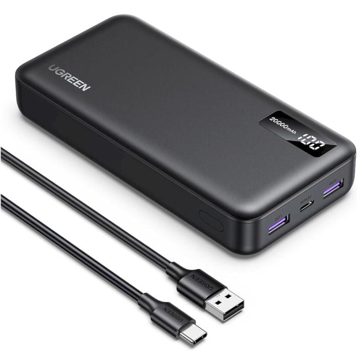 Повербанк Ugreen 20000 mAh 22,5W с PD 2xUSB-A USB-C Черный (616728) - фото 2 Повербанк Ugreen 20000 mAh 22,5W с PD 2xUSB-A USB-C Черный (616728) - фото 2