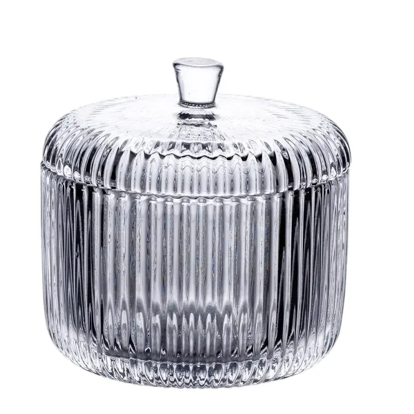 Конфетница стеклянная винтажная со стеклянной крышкой (HP-4-99)