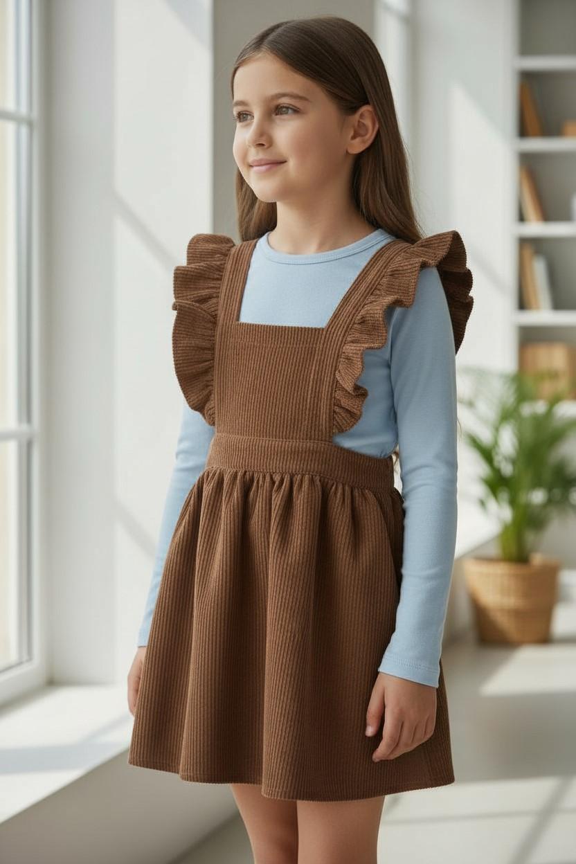 Сарафан детский вельветовый для девочки ТМ Ластівка 25_5005 122 см Светло-коричневый Сарафан детский вельветовый для девочки ТМ Ластівка 25_5005 122 см Светло-коричневый