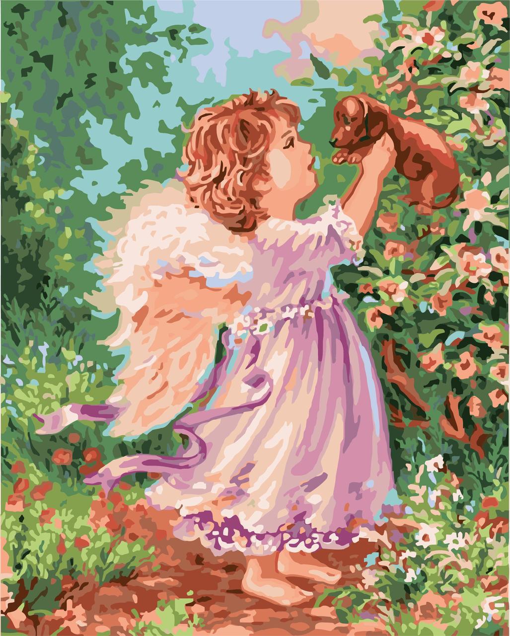 Картина по номерам Идейка Ангел со щенком 40x50 см (skl-КНО2314)