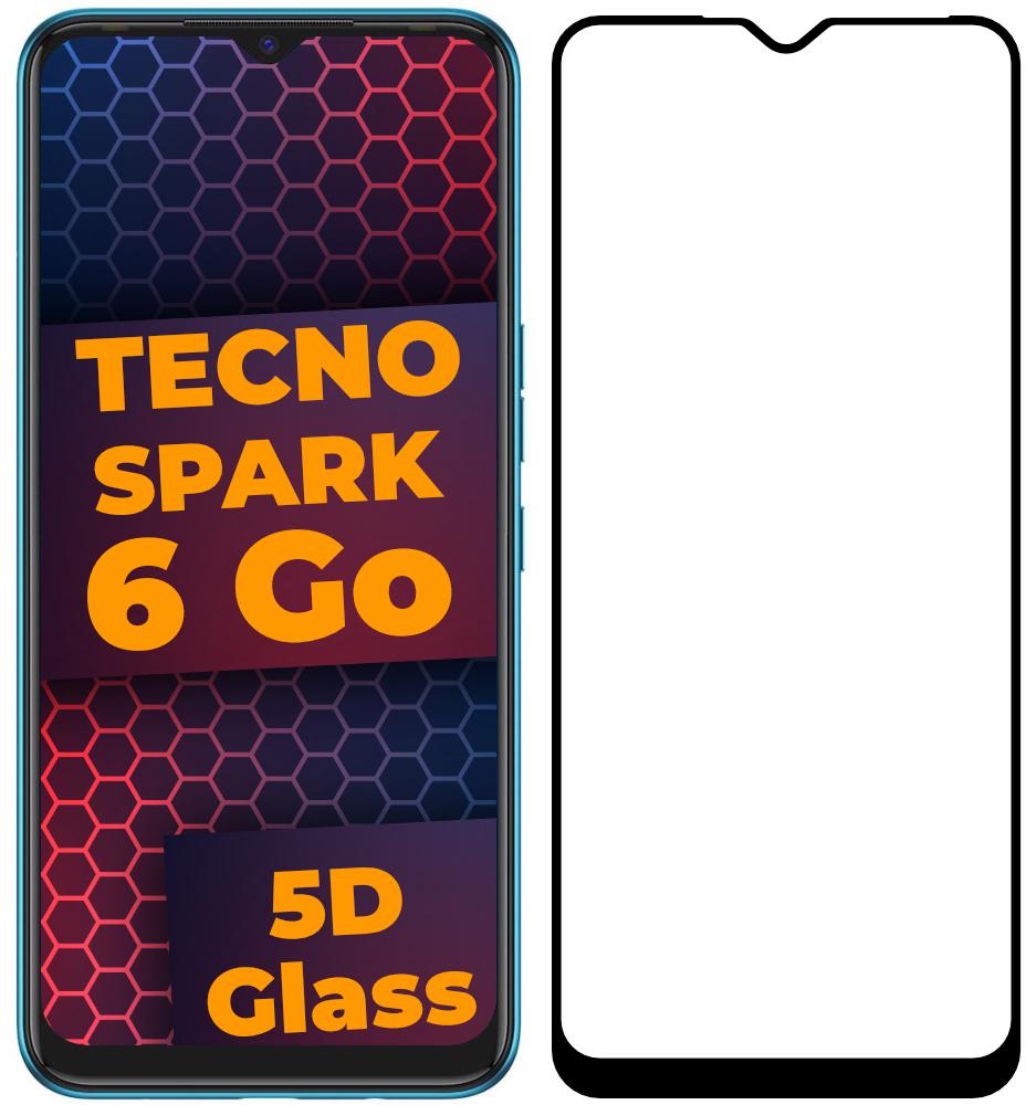 Скло 5D Tecno Spark 6 Go захисне Full Glue Black (26448)