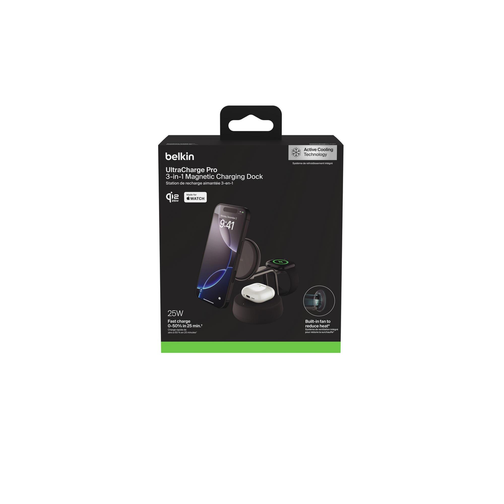 Зарядное устройство беспроводное Belkin UltraCharge Pro 3в1 Magnetic Charging Dock 25 Вт Charcoal (WIZ04 30492584) - фото 5