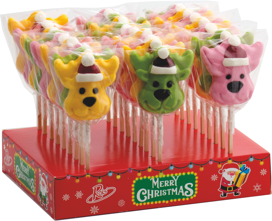 Карамель фигурная ROKS Олень на палочке 70 г 27 шт. 1,89 кг (66)