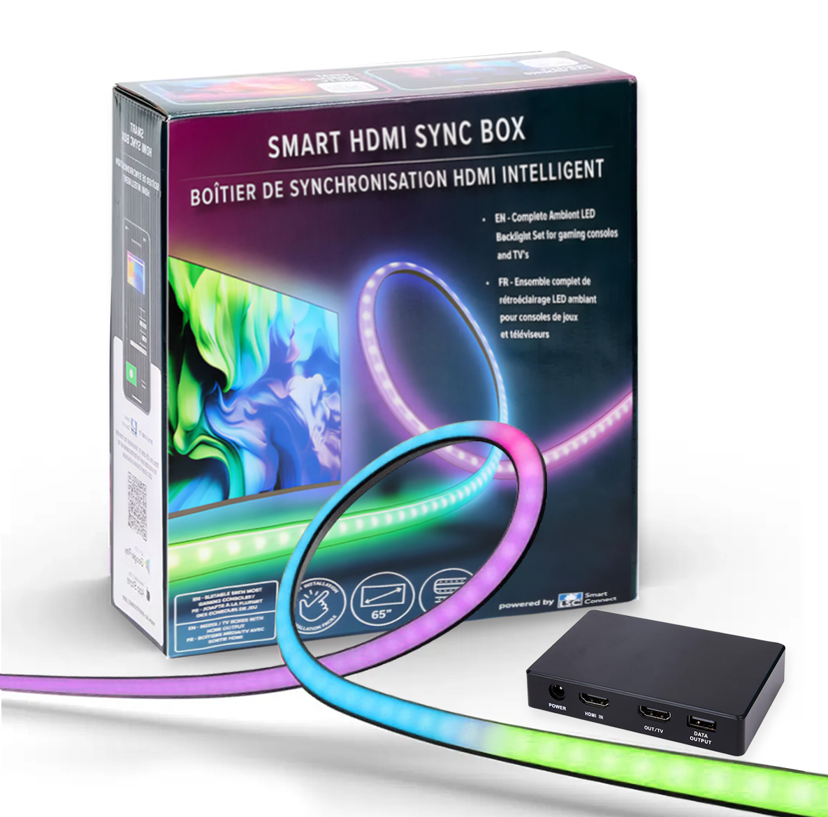 Набор адаптивной Ambilight подсветки для ТВ 55-65" Smarti HDMI Sync Box TV с LED-лентой 2,6 м