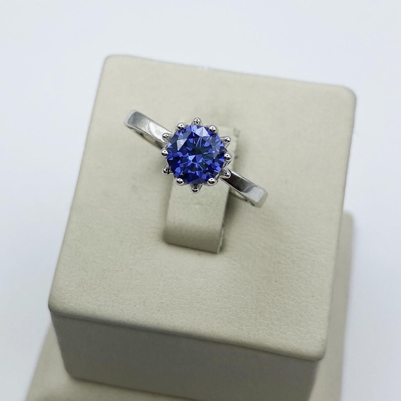 Кольцо серебряное с танзанитом и кубическим цирконием р. 17 3,71 г (1935355453)