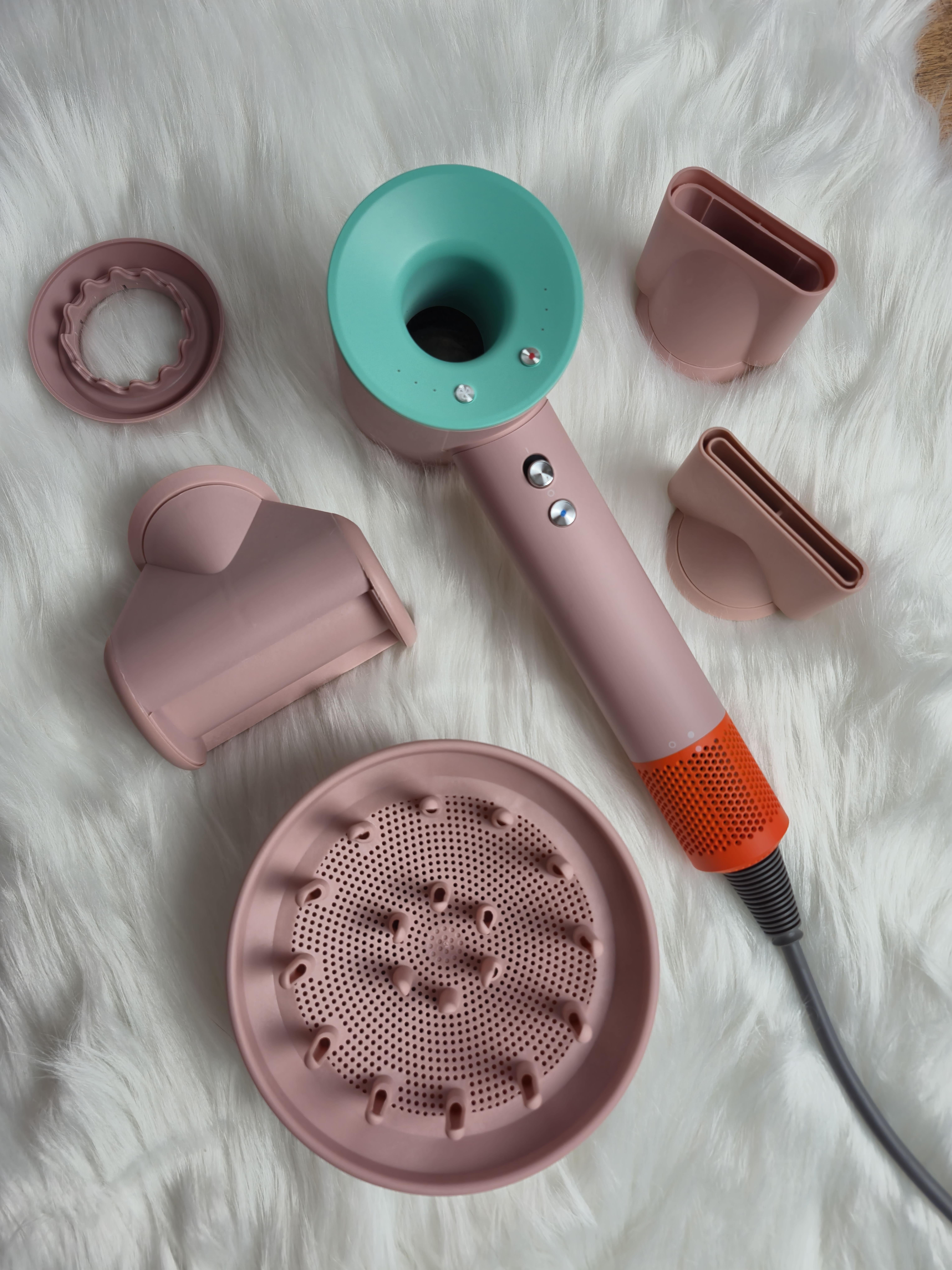 Фен для волосся Super Hair Dryer 5 насадок 1600 Вт Рожевий із зеленим (20002)