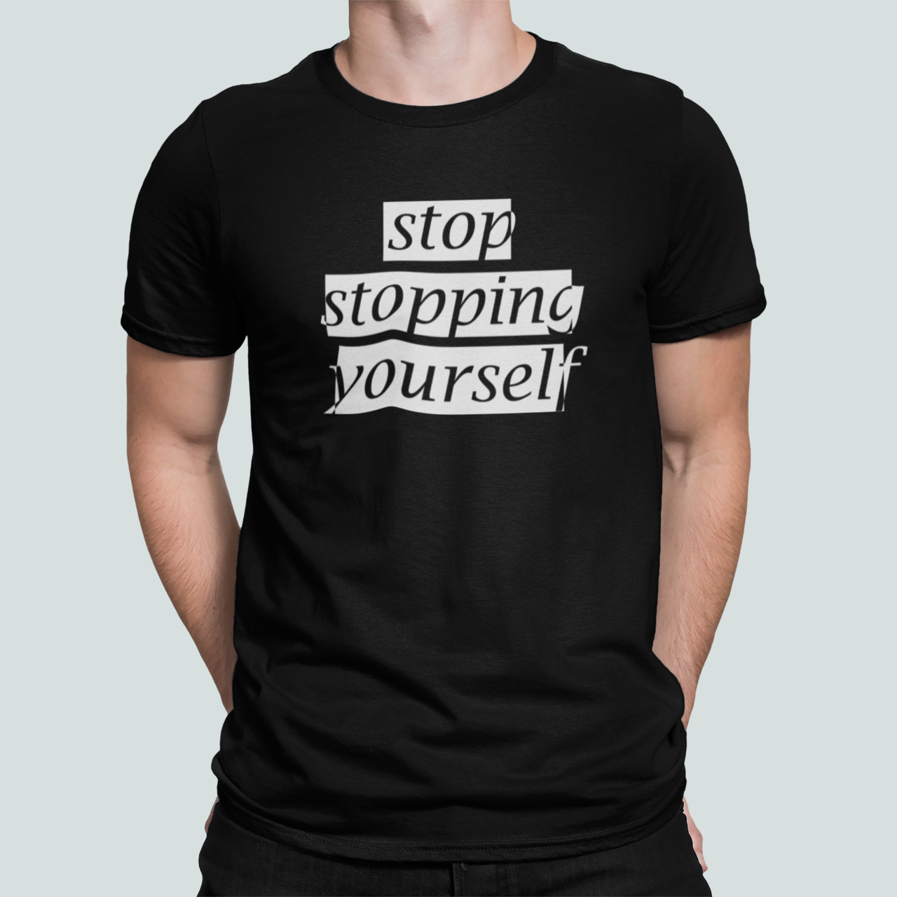 Футболка мужская Stedman с принтом "Stop stopping yourself" XXL Черный (ПН427-5)