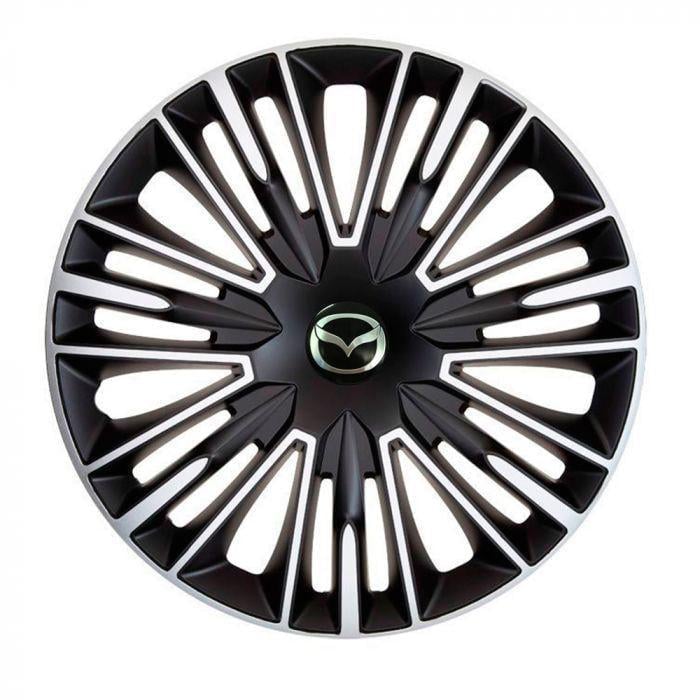 Колпаки для колес 4 Racing Jerez R14 с логотипом Mazda 4 шт. Silver/Black