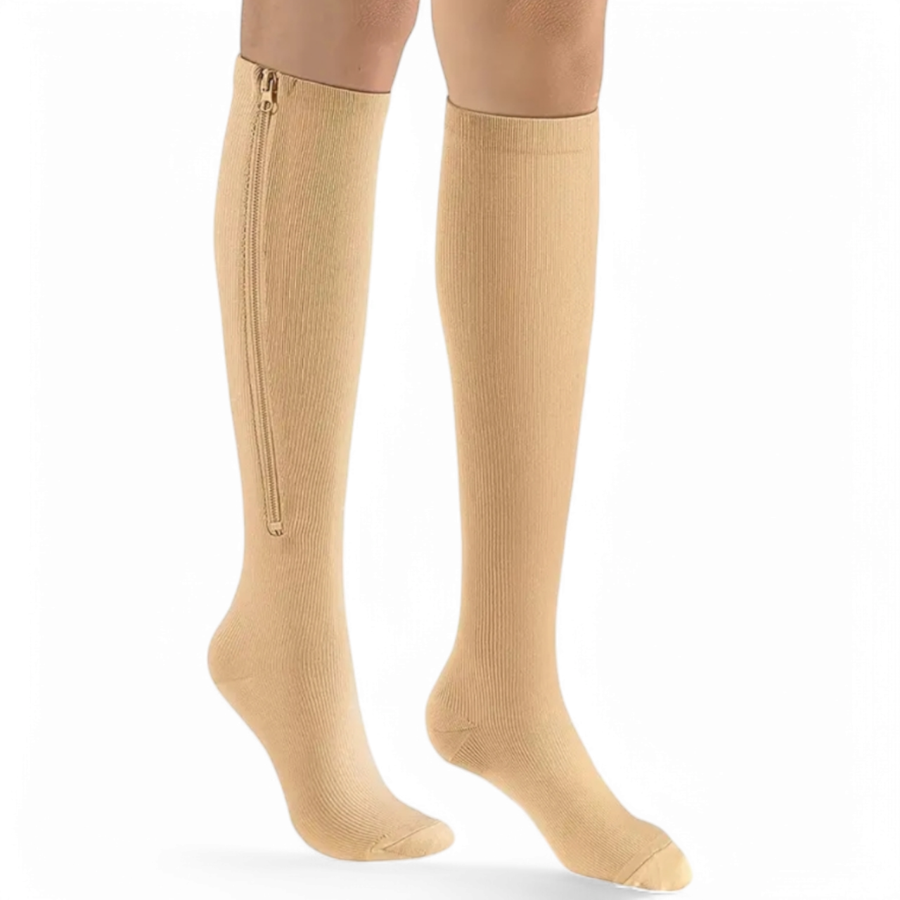 Гольфи компресійні на блискавці Compression Socks 2XL Бежевий (2505090889)