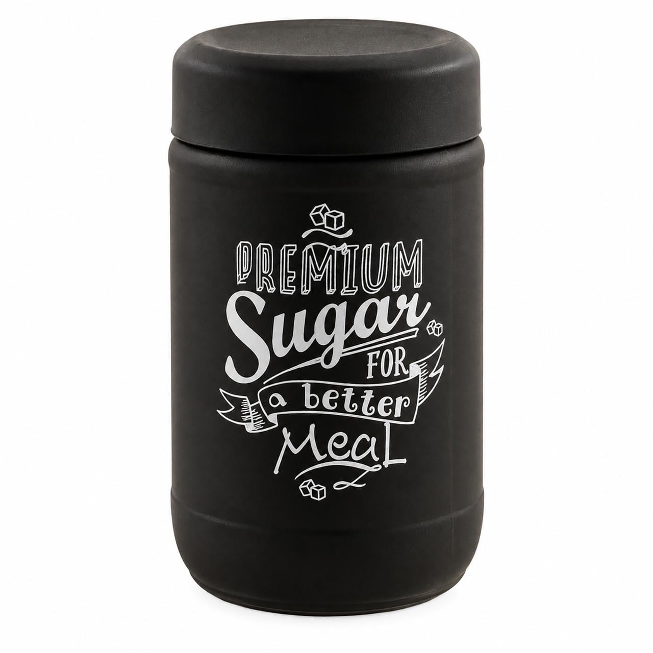 Банка стеклянная для сыпучих продуктов Interos Sugar с крышкой и рисунком 660 мл Черный (88644)