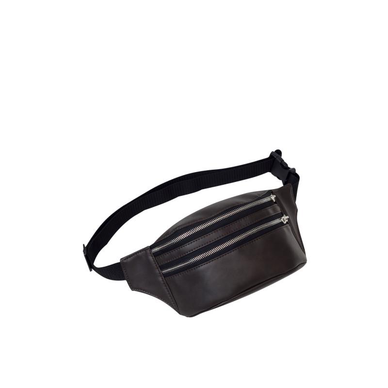 Сумка бананка на пояс Sambag Tirso MSS на 2 молнии 22x12x4 см Темно-коричневый