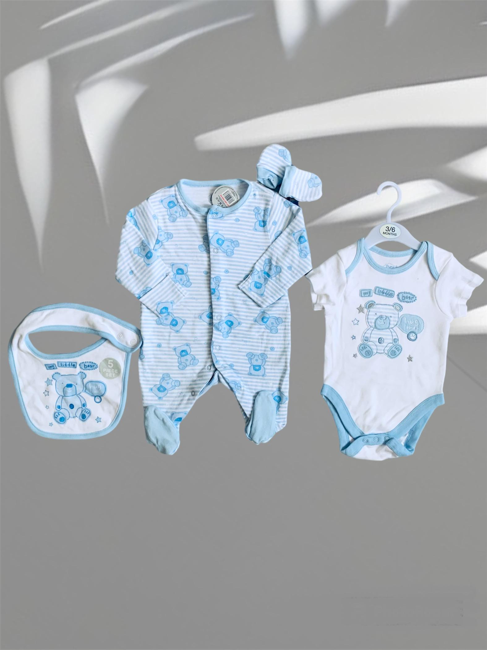 Комплект боди/человечек/царапки и слюнявчик Pure baby 3-6 месяцев 62-68 см Голубой (11718432)