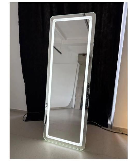 Зеркало безрамное напольное с закругленными углами на ножке с подсветкой Zkrsv 180х80 см Белый (29067496)
