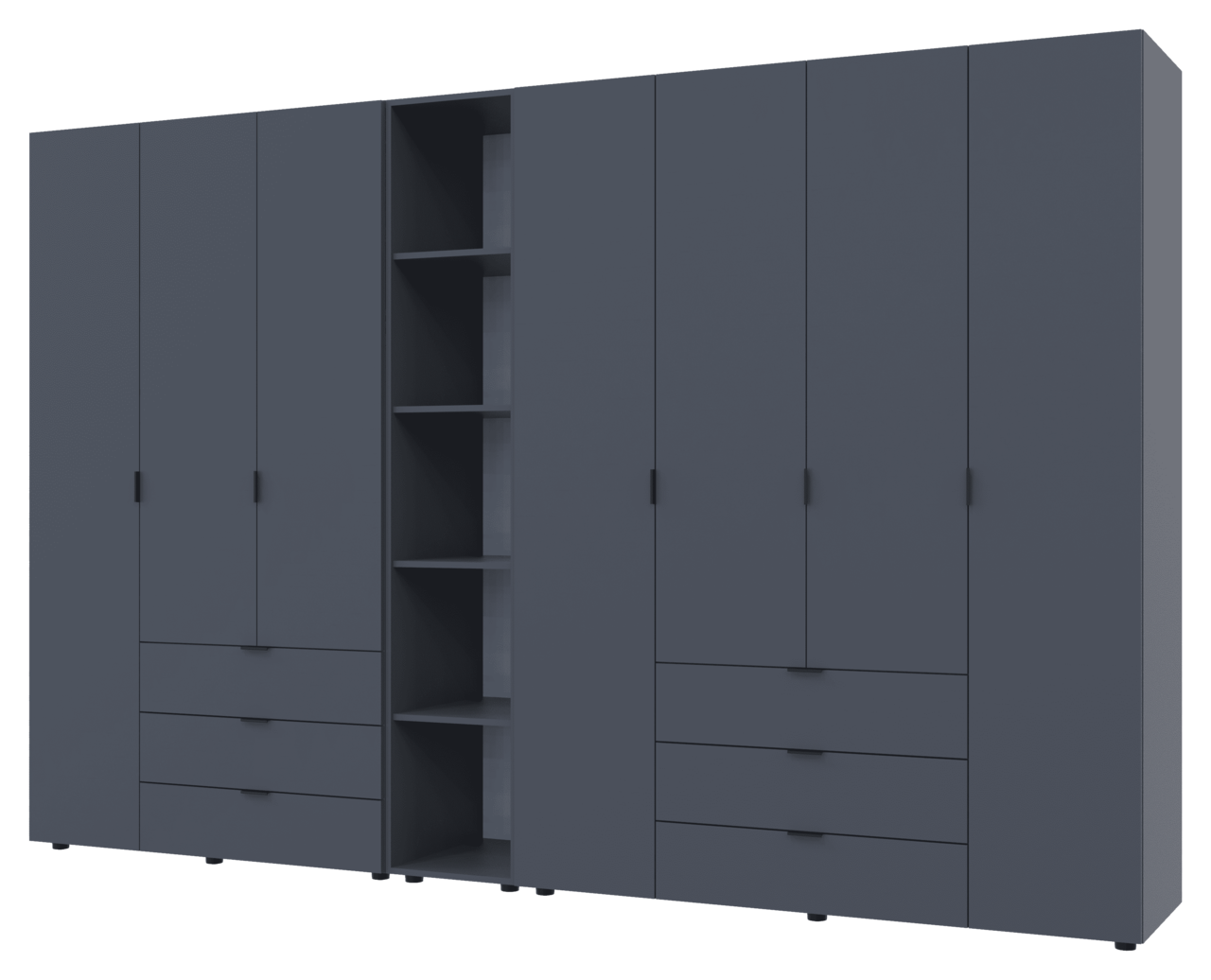 Шкаф для спальни Doros Гелар с этажеркой 3 + 4 ДСП 309,4х49,5х203,4 см Графитовый (42005062)