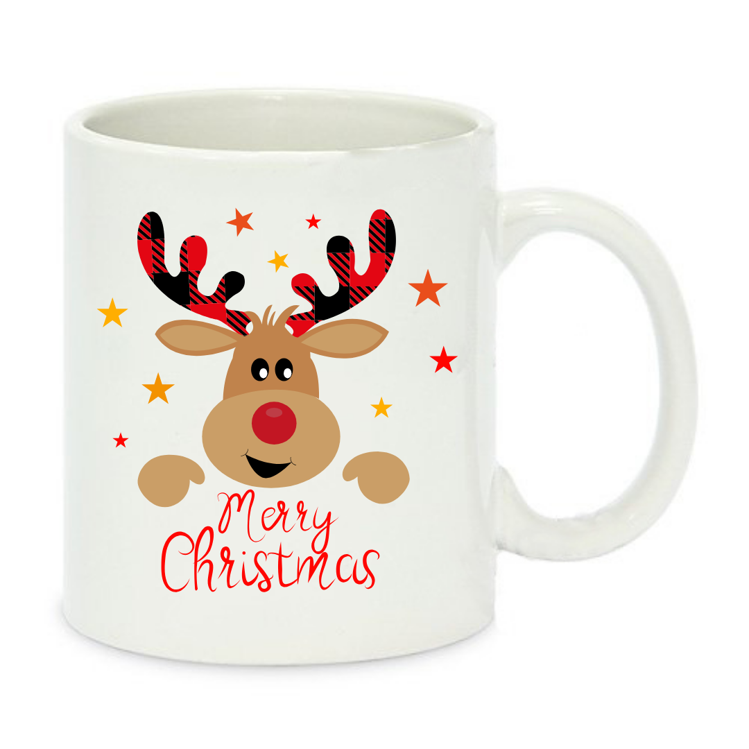 Чашка с принтом Новогодний олененок 330 мл Белый (001202)