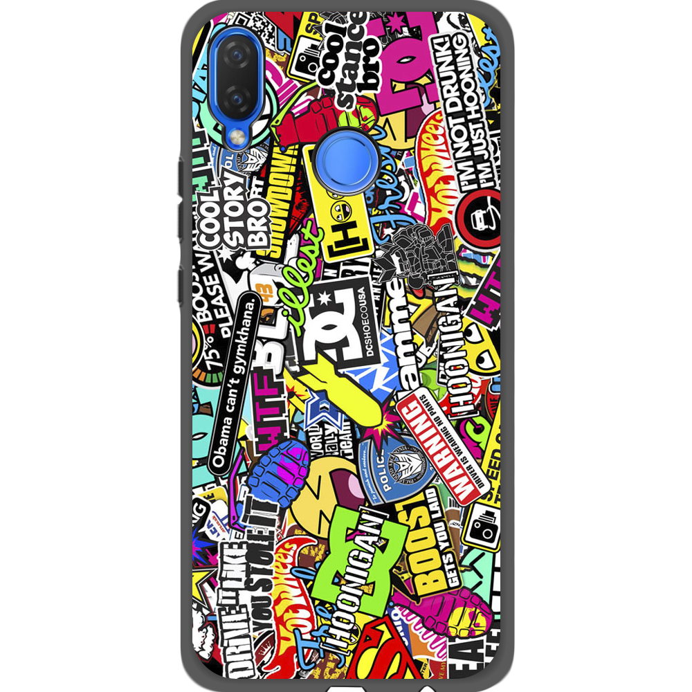 Чехол Boxface Huawei P Smart Plus Multicolored Inscriptions Черный силикон (34912-up880-35159)