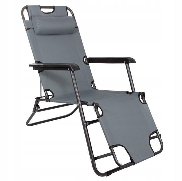 Шезлонг крісло для пляжу та саду Springos Zero Gravity 60х153 см Сірий (2104618500)