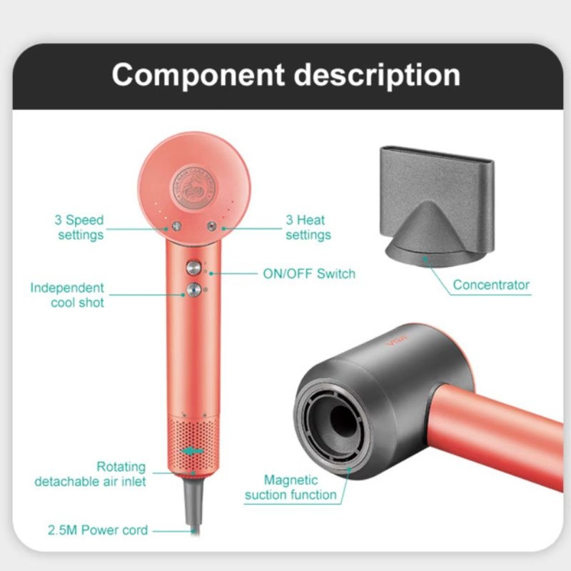 Фен для волос VGR V-440 профессиональный 1400 Вт Orange (tf7292) - фото 11 Фен для волос VGR V-440 профессиональный 1400 Вт Orange (tf7292) - фото 11