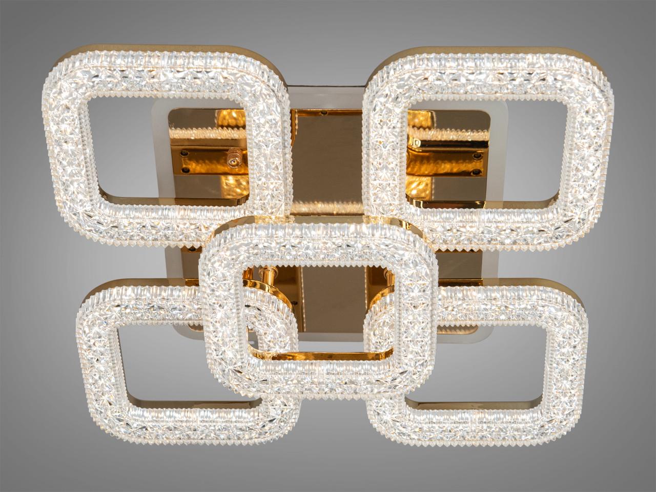 Люстра светодиодная в спальню с пультом S2205-4+1G-LS 50W на 7 м2 Золотой (2500137223)