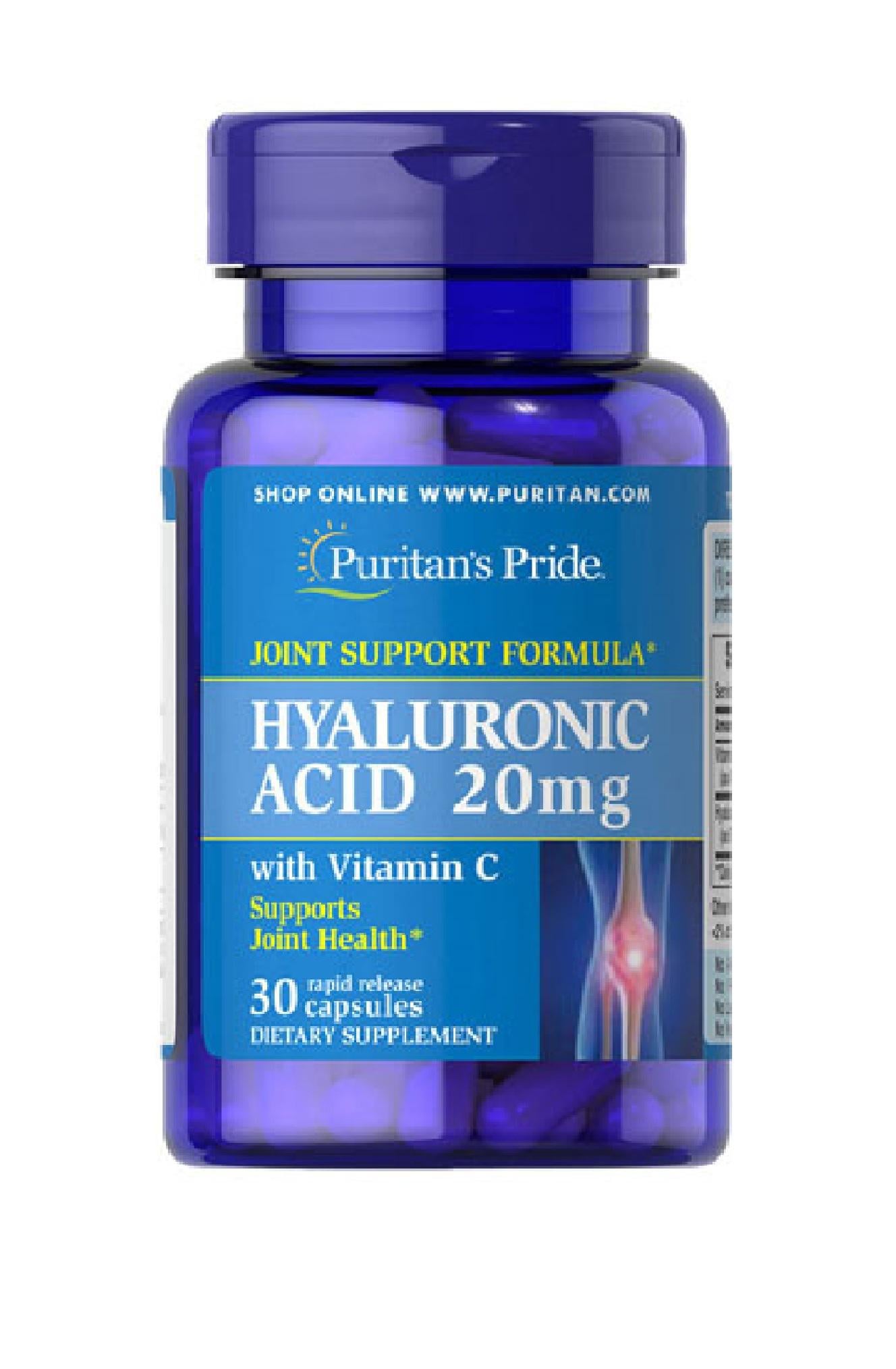 Гіалуронова кислота Puritan's Pride Hyaluronic Acid 20 мг 30 Caps