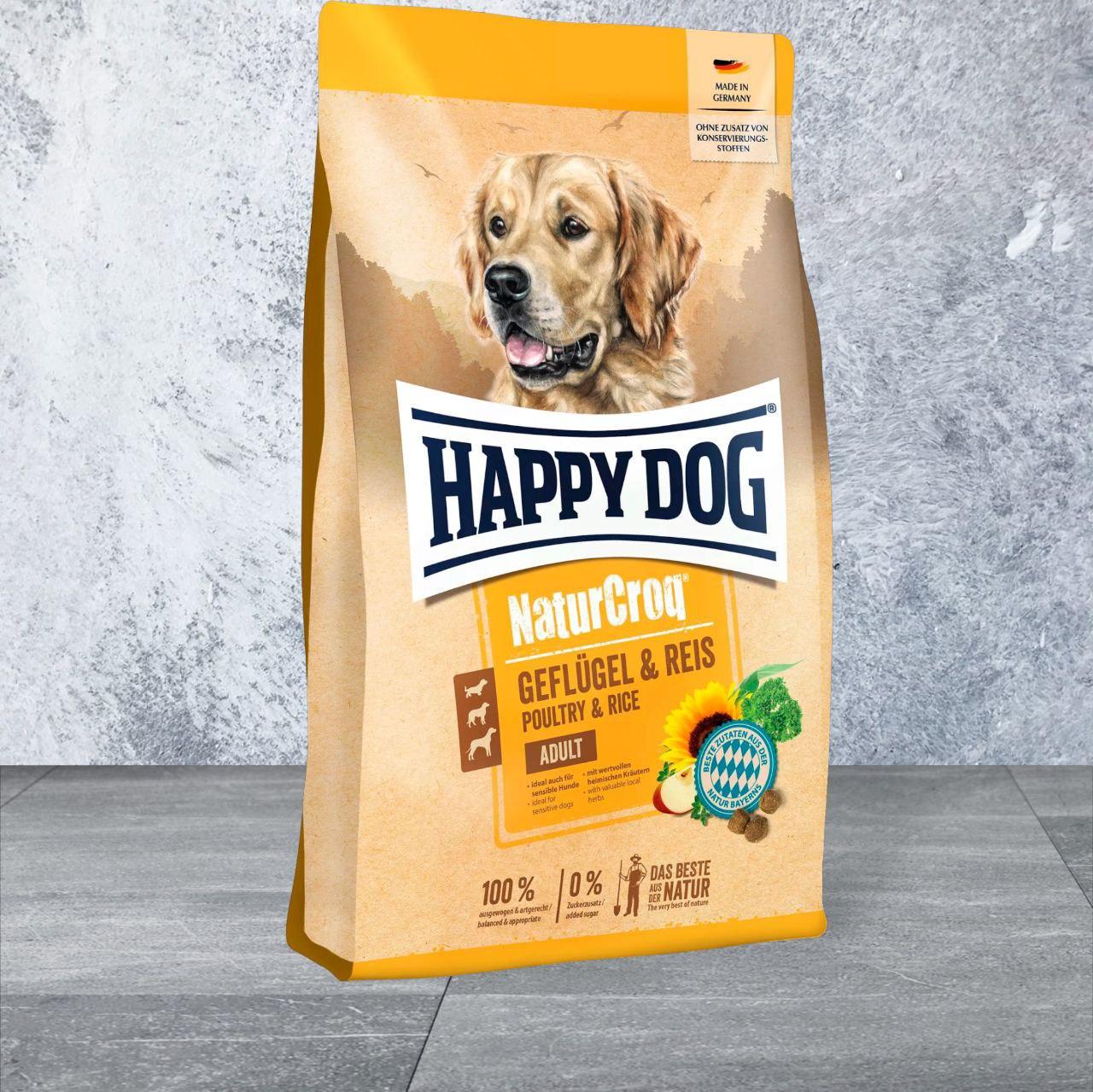 Корм cухий Happy Dog Naturcroq Geflugell Pur&Reis для собак з чутливим травленням 4 кг