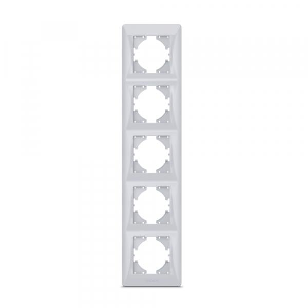 Рамка Videx на 5 місць вертикальна срібний шовк