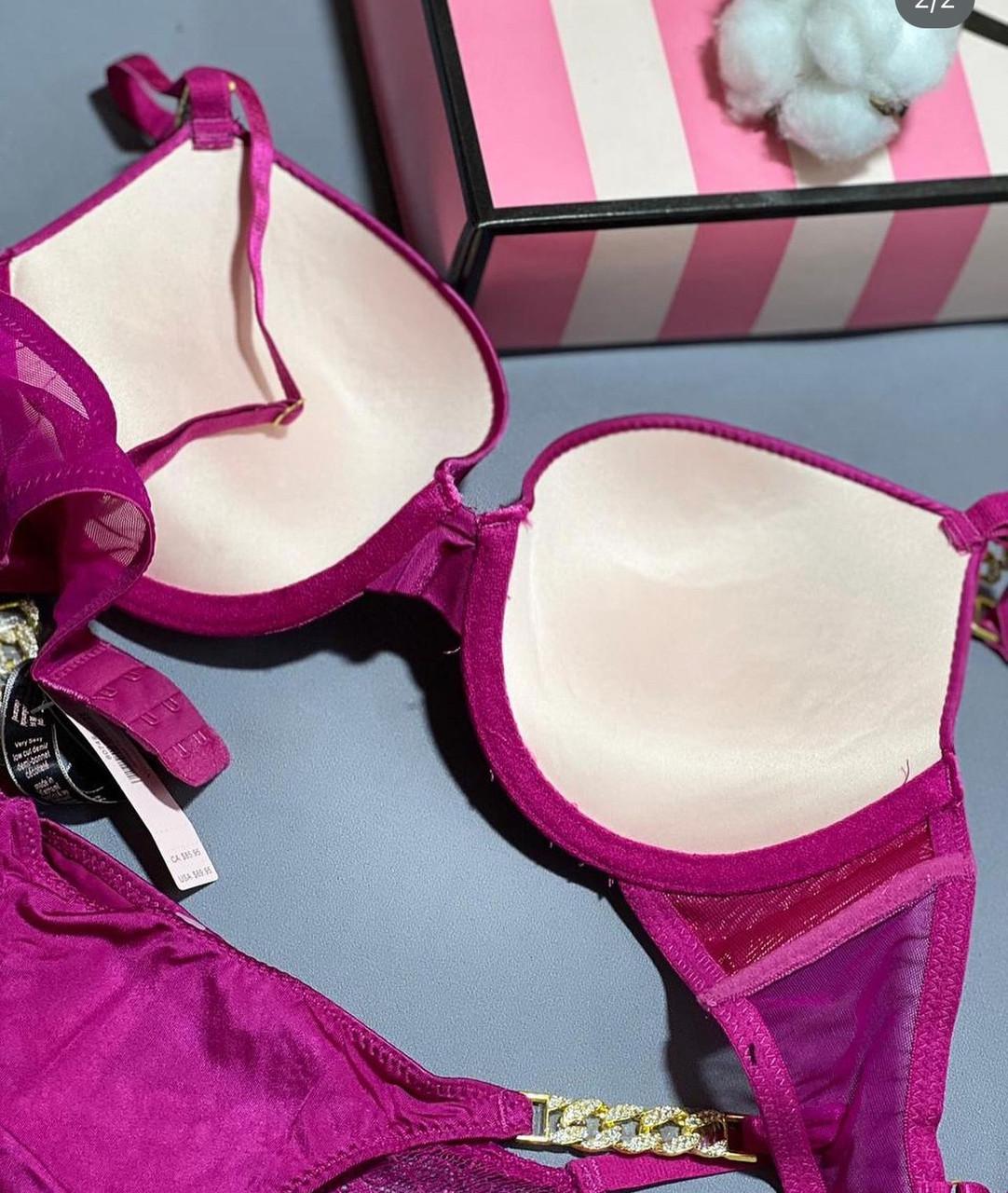 Комплект жіночої нижньої білизни Victoria's Secret з принтом 75B-S Фуксія (8074) - фото 6 Комплект жіночої нижньої білизни Victoria's Secret з принтом 75B-S Фуксія (8074) - фото 6