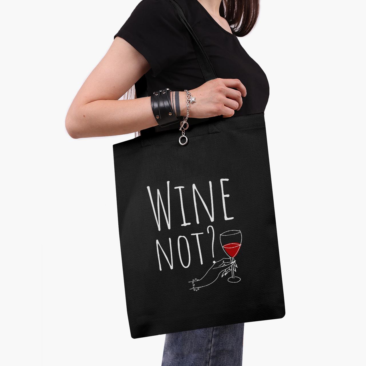 Эко сумка шоппер Wine not? 41х35 см Черный (9227-2615-BK)