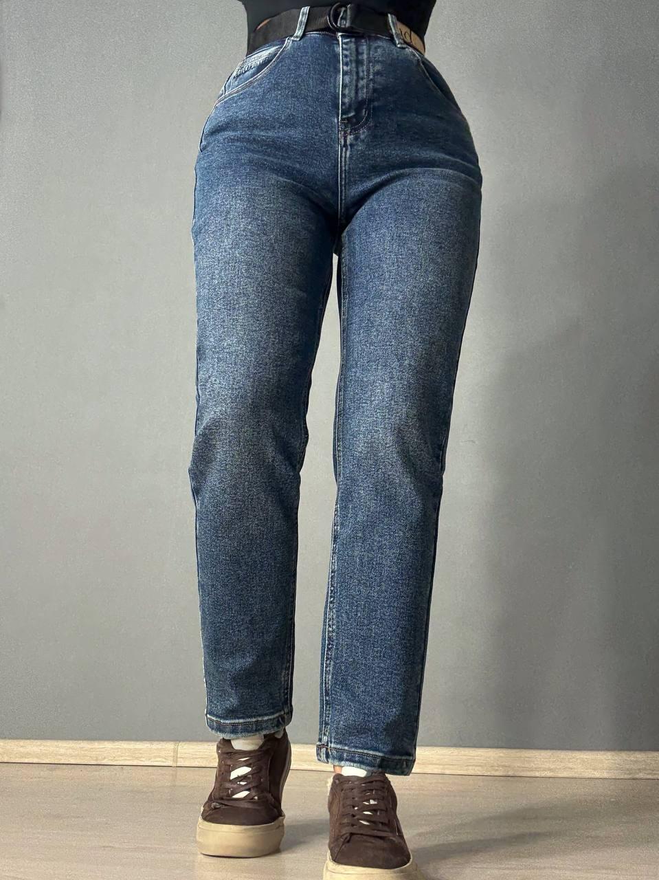 Джинсы женские Dragon 8192 Mom jeans с ремнем р. 28 Синий (5591)