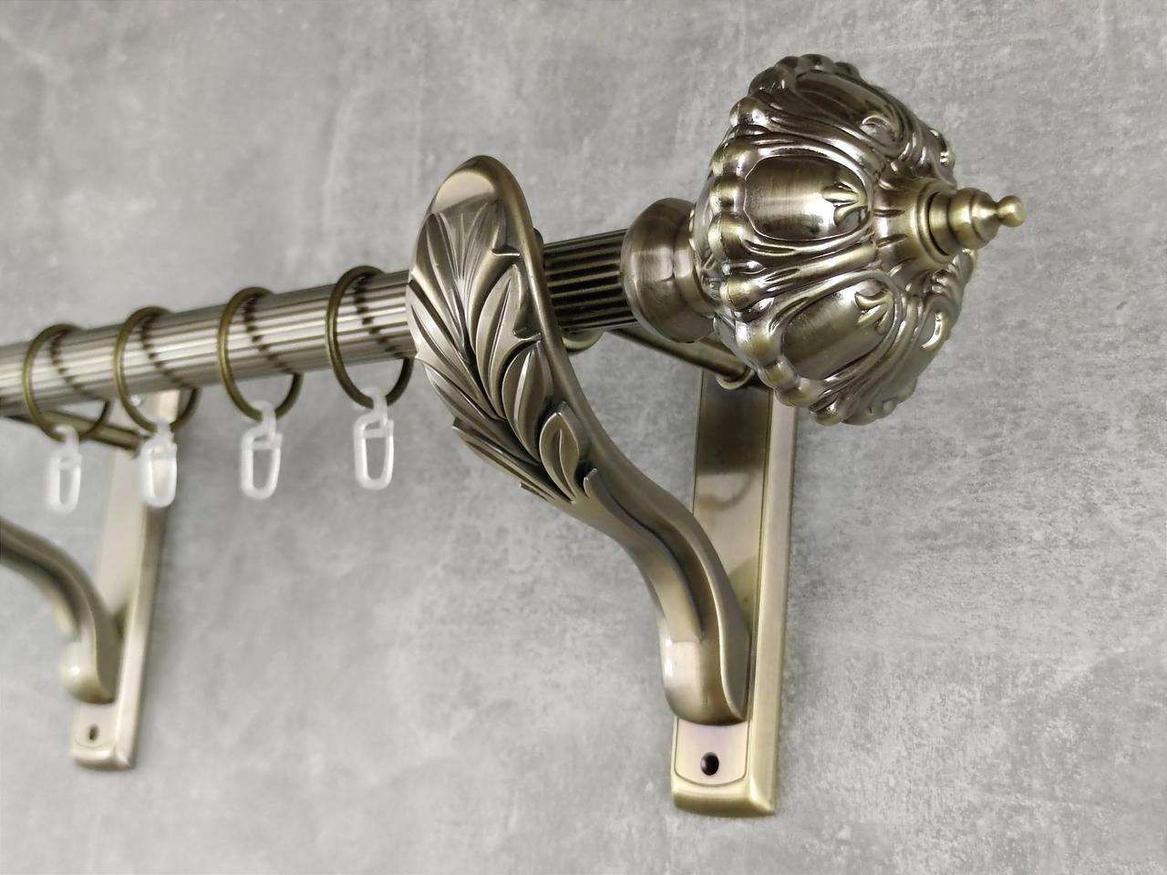 Карниз MStyle металлический для штор однорядный Шато 25 мм рифленый 400 см Антик (5012484)