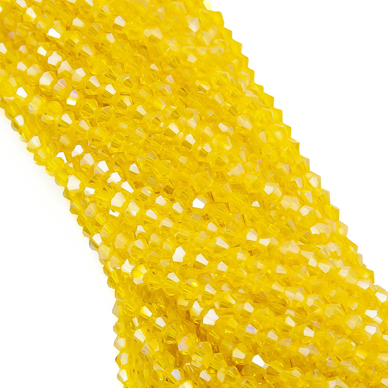 Бусины хрустальные Биконус АВ 3,5х3,2 мм 125 шт. Желтый (БИ0003к54)