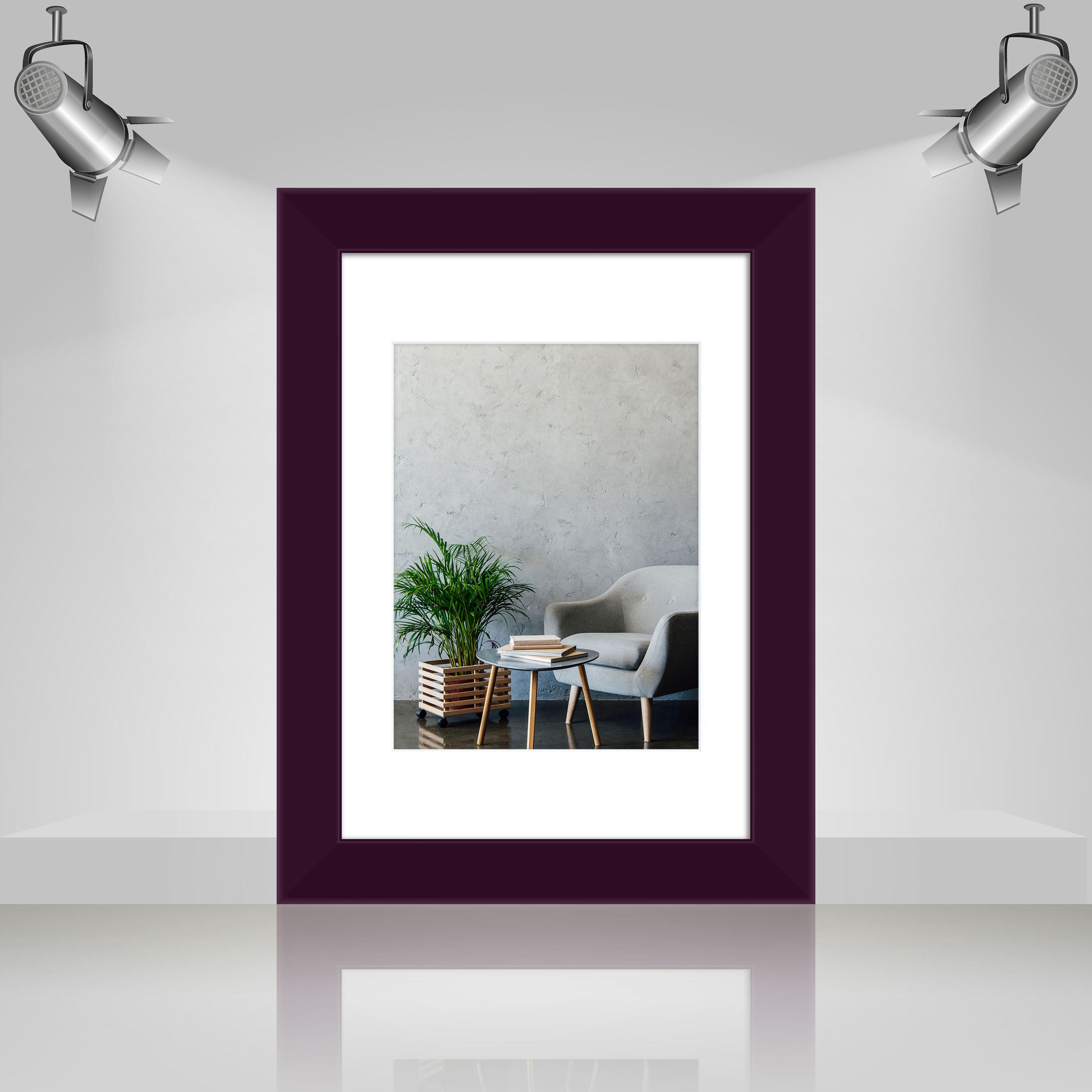 Фоторамка деревянная EmojiFrame 21х30 см А4 под фото 15х20 см AH3322-02 пластиковое стекло 0,8 мм паспарту Фиолетовый - фото 3