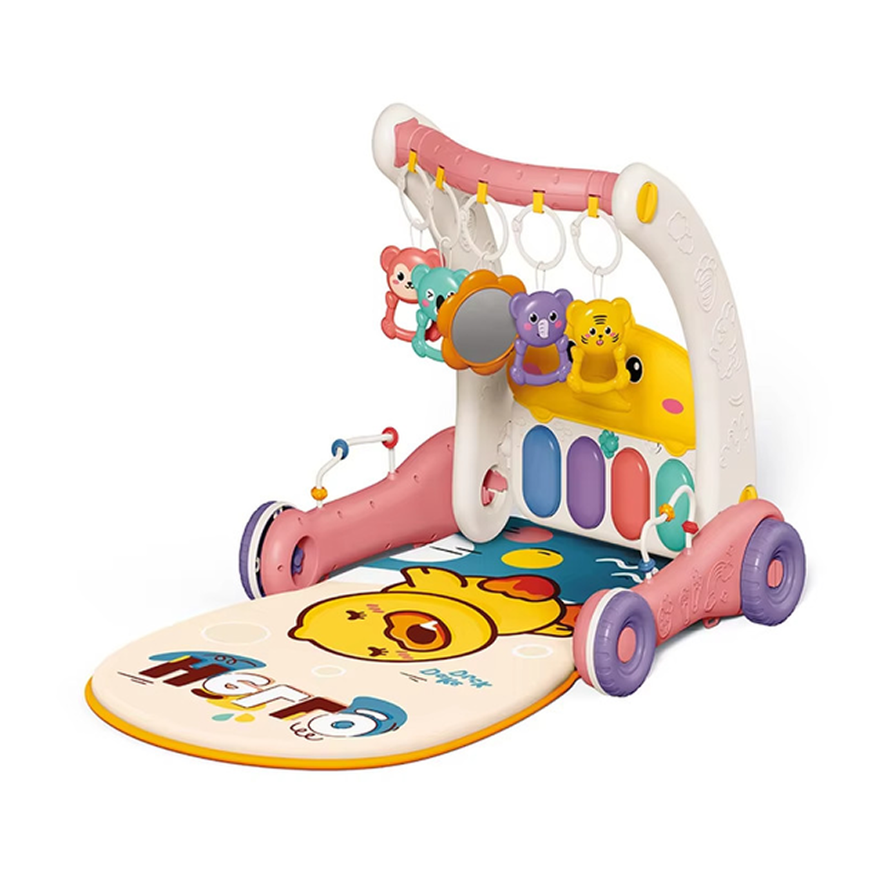 Ходунки для детей 2в1 с пианино/бизиборд и музыкальным сопровождением Розовый