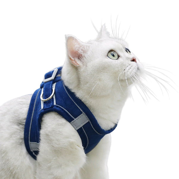 Нагрудник-поводок ЗАМШ S Синий (00000002413)