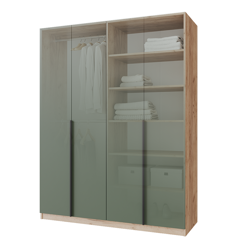 Шафа розпашна Меблітренд Чиназес Чи-1600 1600х500х2050 мм Дуб крафт золотий/Зелений димчастий (26842006) - фото 2 Шафа розпашна Меблітренд Чиназес Чи-1600 1600х500х2050 мм Дуб крафт золотий/Зелений димчастий (26842006) - фото 2