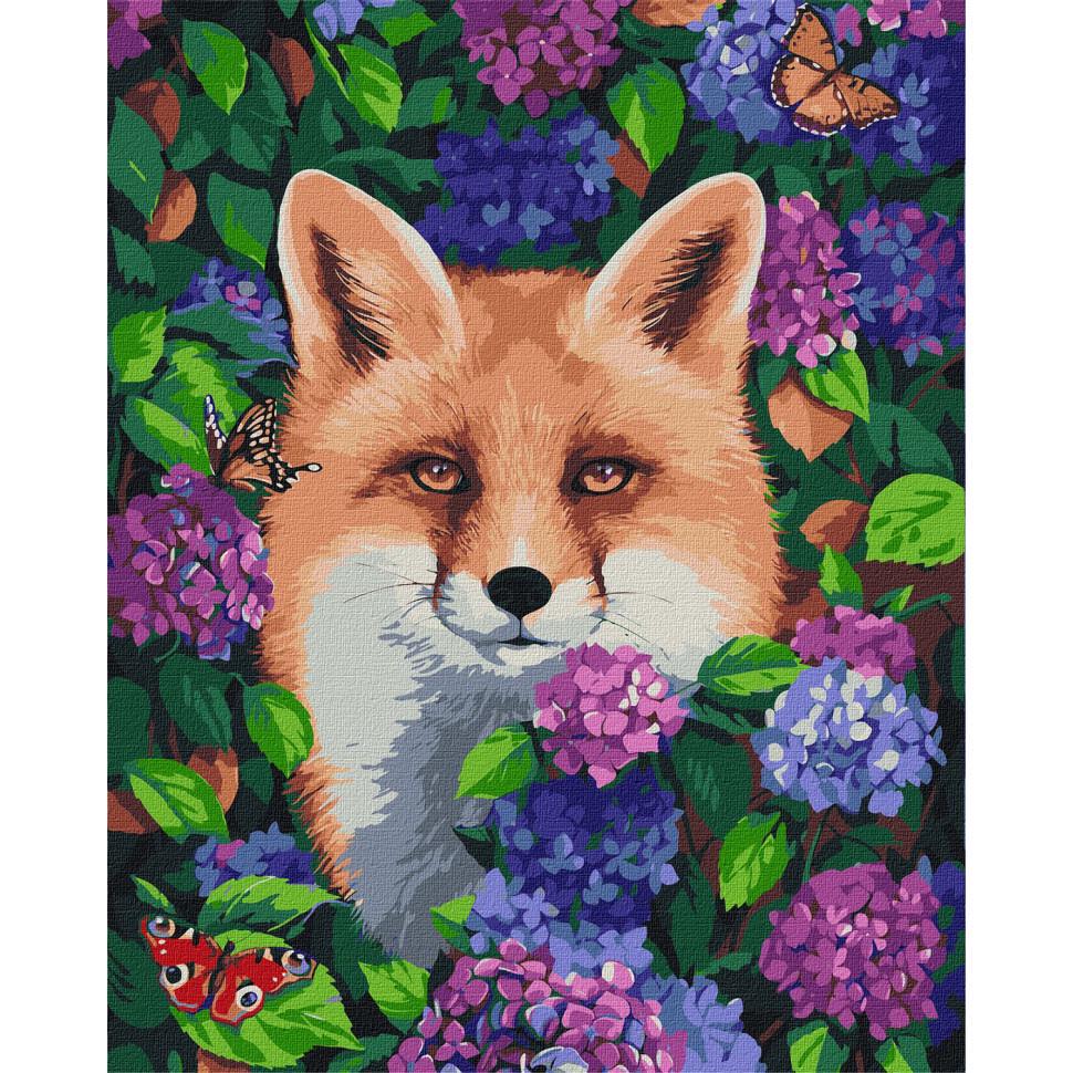 Картина за номерами Ideyka Лиса у гортензії KHO4349 40x50 см (RLT25635)