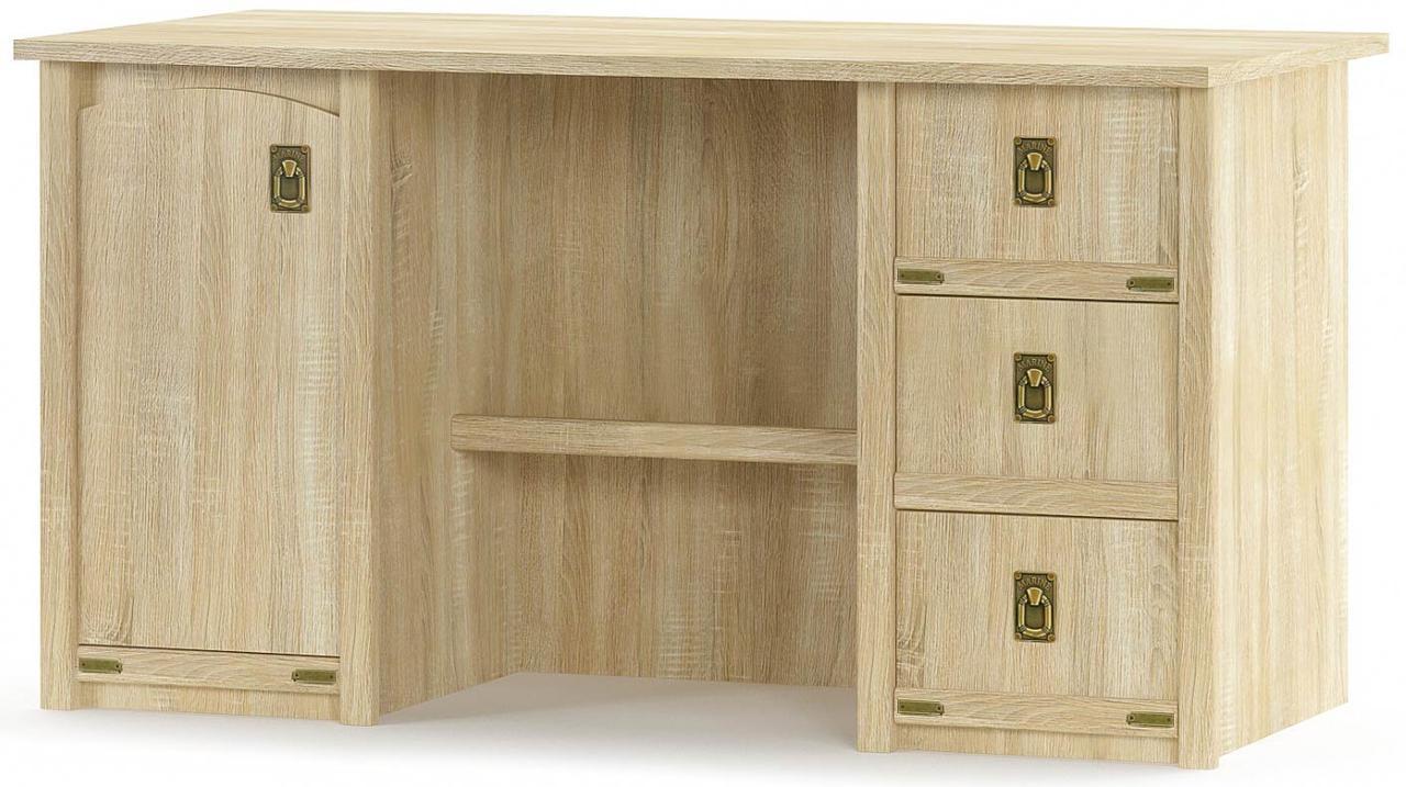 Стіл 2-х тумбовий Мебель-Сервіс Valensiya 1Д+3Ш Дуб самоа 140х68х76 см (27303797)