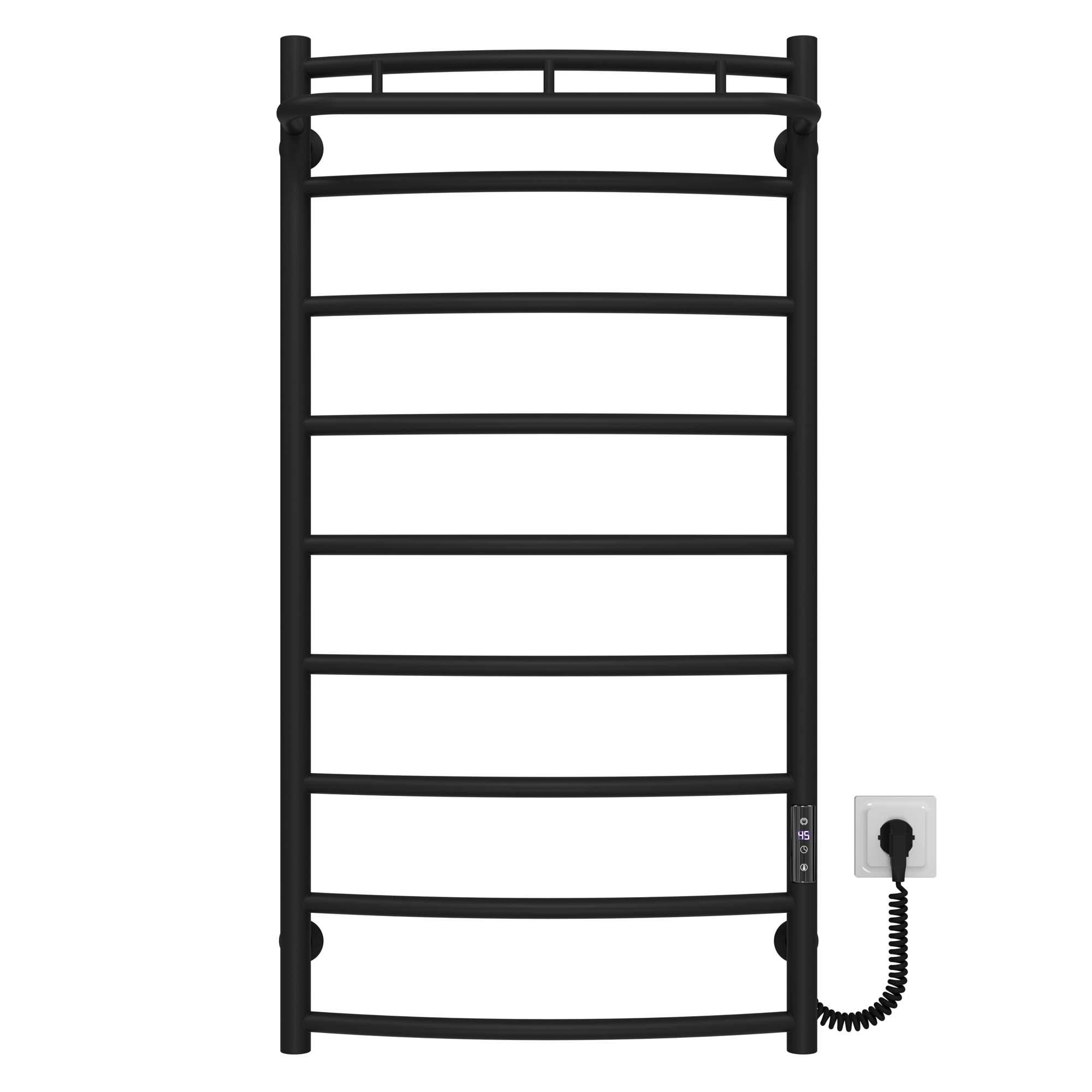 Полотенцесушитель электрический Deffi Классик N П9 JD03 правое подключение нержавеющая сталь 500х1000 мм Черный (C.KN.100.50.9.EBR1)