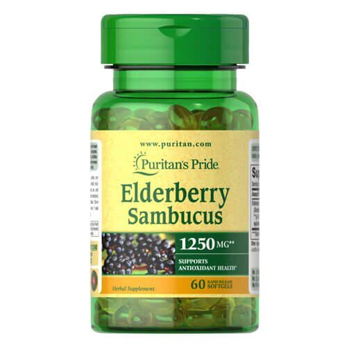 Бузина Puritan's Pride Elderberry Sambucus 1250 мг 60 жидких капс. (31240)