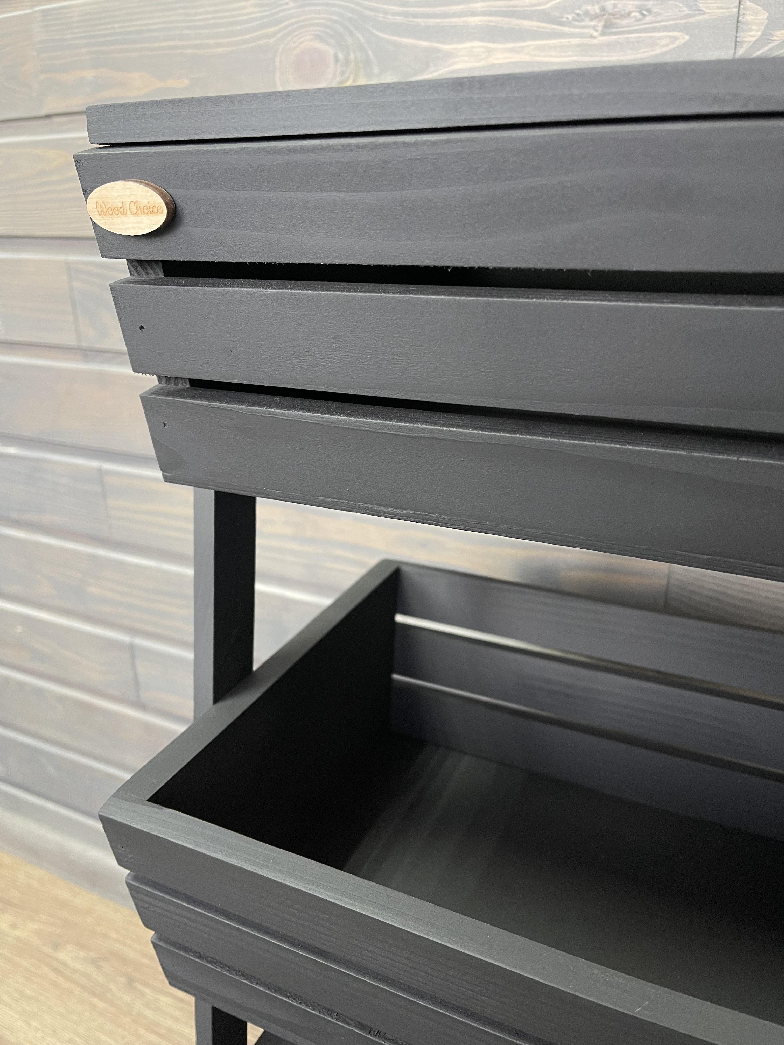 Ящик-стеллаж для хранения деревянный 4 яруса с крышками Черный (id_2321) - фото 8 Ящик-стеллаж для хранения деревянный 4 яруса с крышками Черный (id_2321) - фото 8