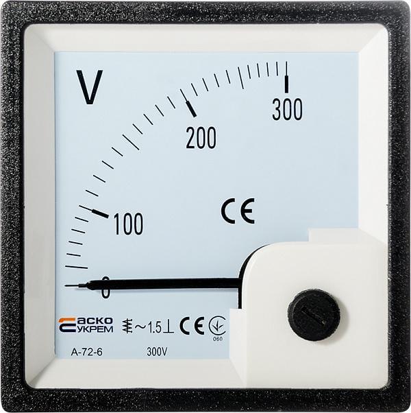 Вольтметр АСКО-УКРЕМ прямого включения А-72-6 72x72 мм 300 В AC (A0190010065)