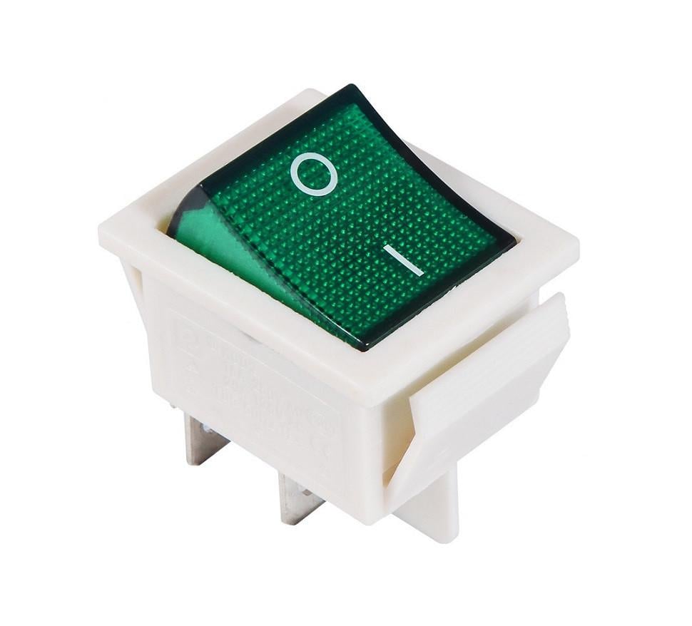 Переключатель TechnoSystems KCD2-201N G/W 220V с подсветкой Green (1554870615)